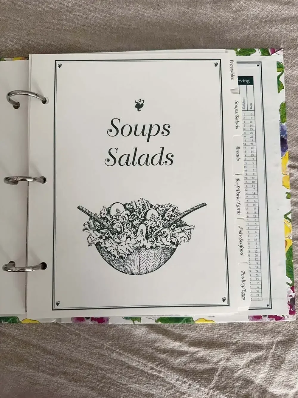 Vintage Cottagecore Floral Pansy Print Recipe Organizer Binder